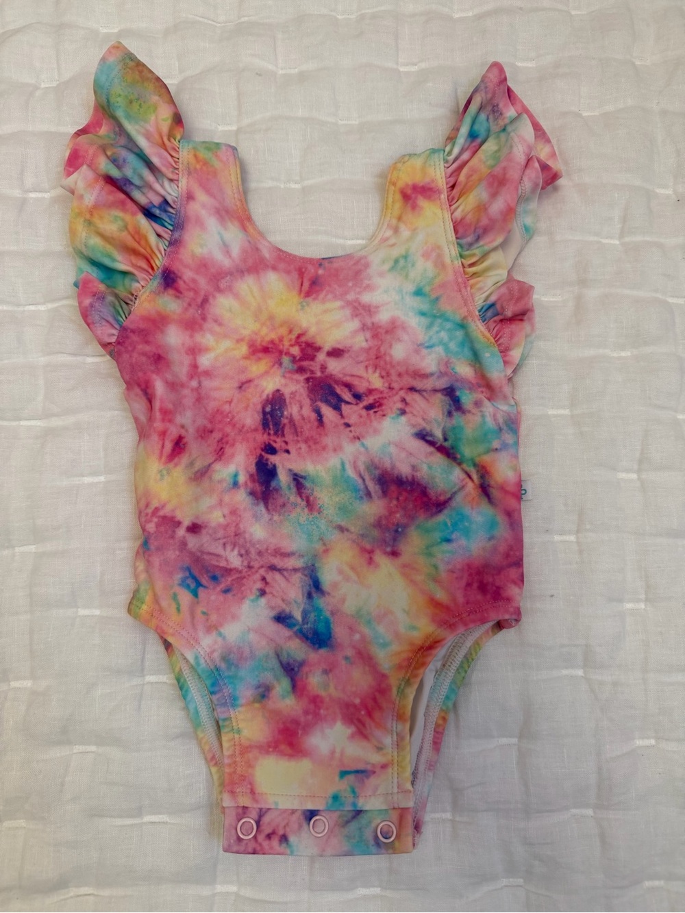 Posh Peanut Tie-Dye Ruffle Sleeve One-Piece Bodysuit for Kids - Multicolor